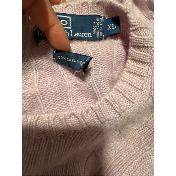 Polo By Ralph Lauren 100% Cashmere vintage lavander pullover sweater XL - Picture 3 of 8